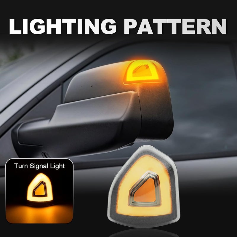 Aexploer Side Tow Mirror Turn Signal Lights LED Compatible with Ram 1500 2021-2023/for Ram 1500 Classic 2022 2023/for Ram 2500 3500 19-22 Amber Blink Turn Marker White LED Position Lights (Smoked Len) - Image 4